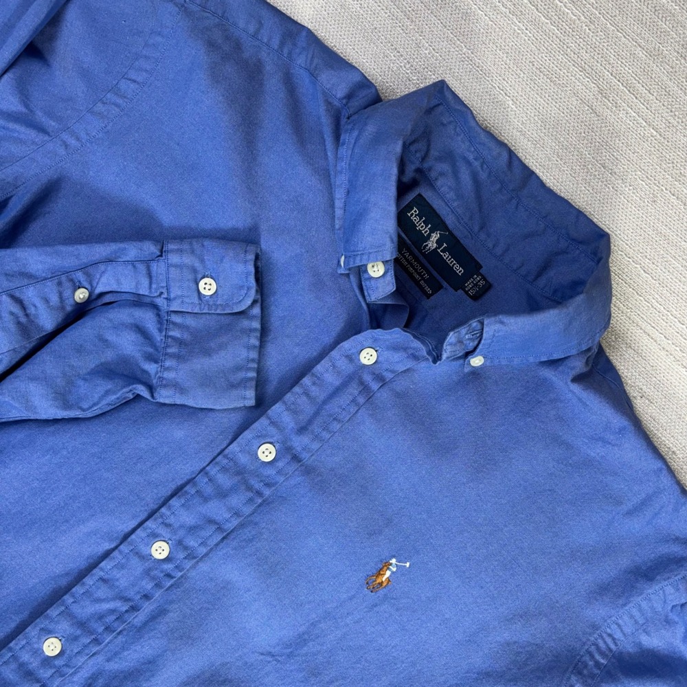 Ralph Lauren Yarmouth Blue Oxford Shirt 15.5/35 (M)Long Sleeve Button FLAW